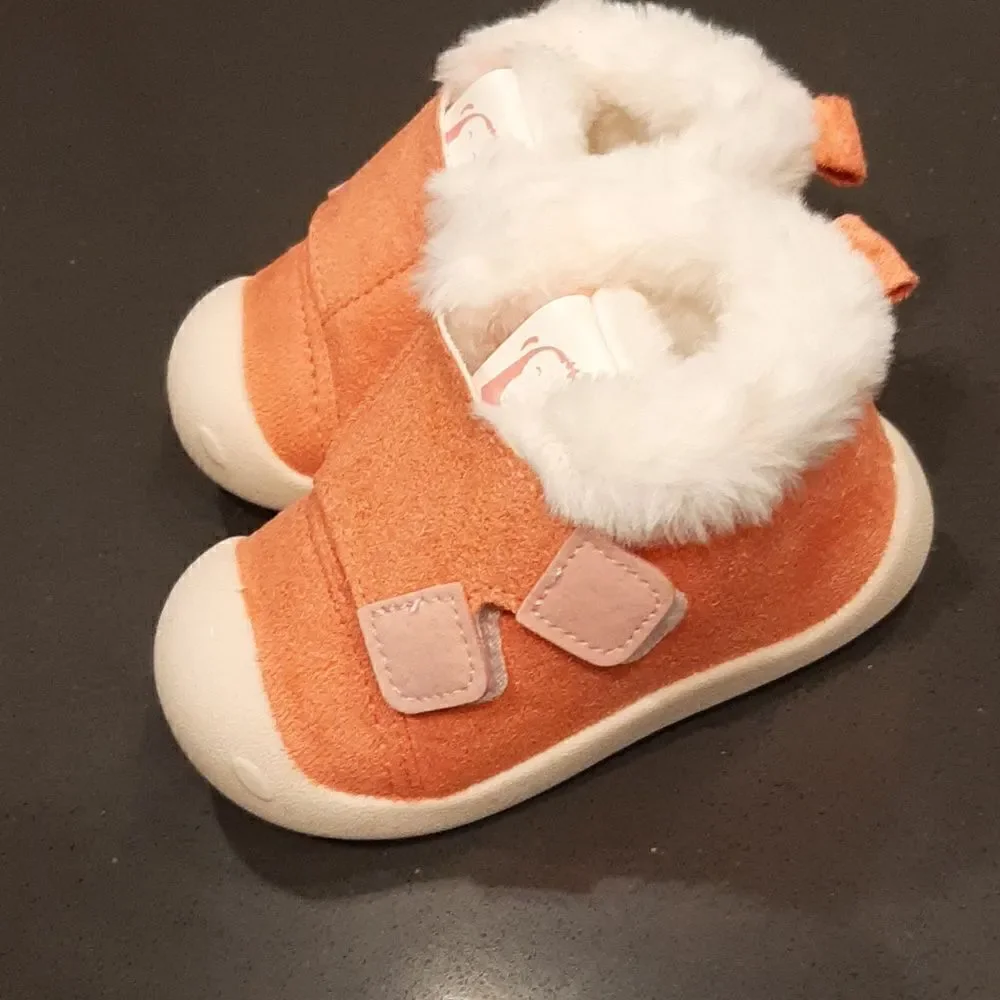 Baby Booties Pink Suede with Fleece Lining